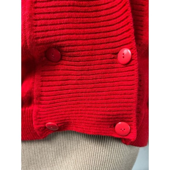 Vintage Laura Lorani Womens Cardigan Sweater Red Wool Surplice Long Sleeve EU 42 - Picture 8 of 12